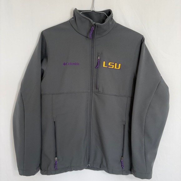 Columbia Ascender LSU Tigers Gray Softshell Jacket Men's Medium Full-Zip Coat - Picture 1 of 8